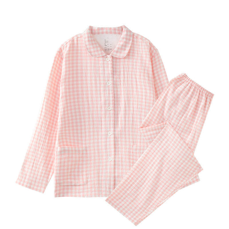 100% Cotton Double-Layer Loungewear: Pastel-Colored Cotton Pajama Set