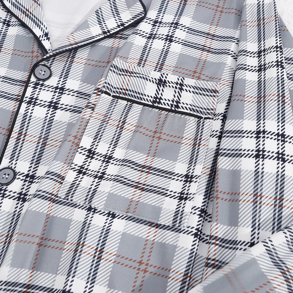 Men's Fall Pajama Set: A long-sleeve top and pants made of milk silk, paired with a lightweight cardigan