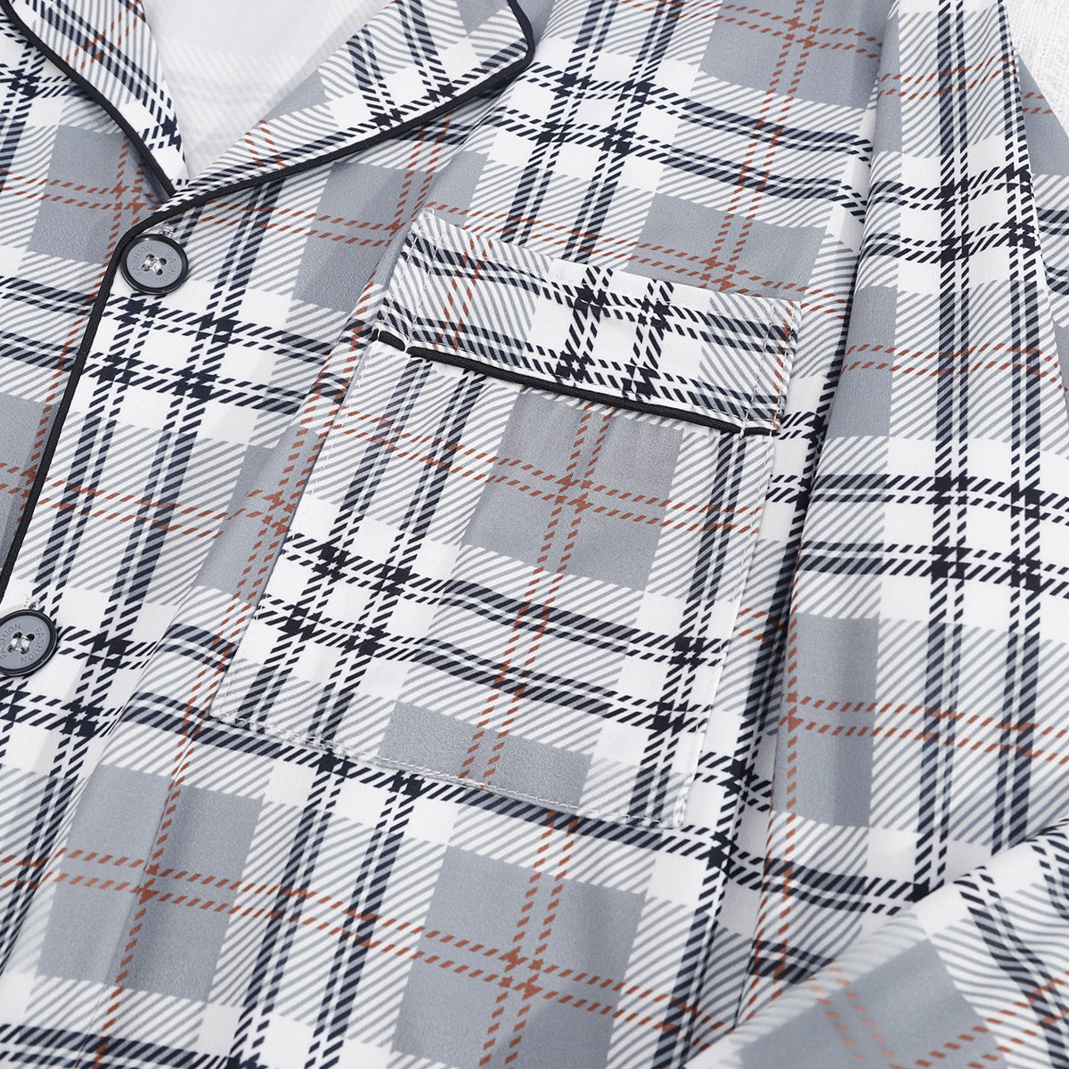 Men's Fall Pajama Set: A long-sleeve top and pants made of milk silk, paired with a lightweight cardigan