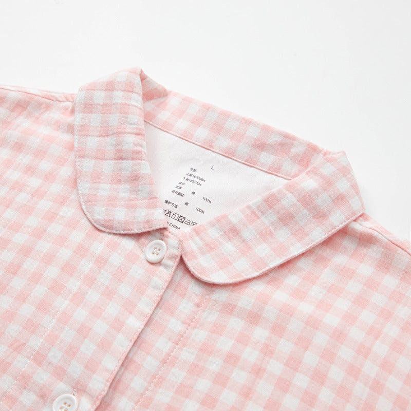 100% Cotton Double-Layer Loungewear: Pastel-Colored Cotton Pajama Set