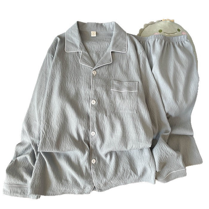 Autumn Cloud Cotton Pajamas Men's Thin Cardigan Long Sleeve