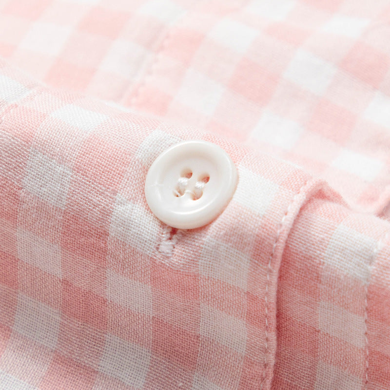 100% Cotton Double-Layer Loungewear: Pastel-Colored Cotton Pajama Set