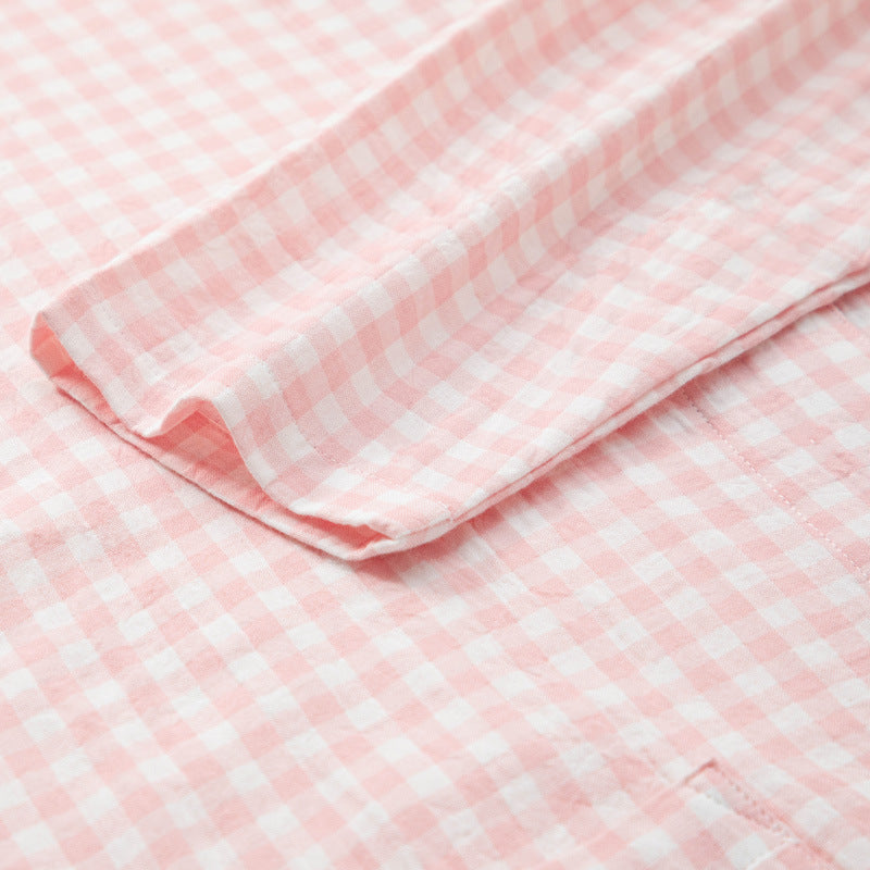 100% Cotton Double-Layer Loungewear: Pastel-Colored Cotton Pajama Set