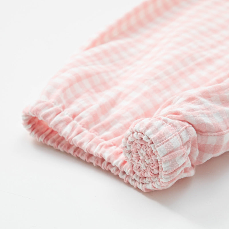 100% Cotton Double-Layer Loungewear: Pastel-Colored Cotton Pajama Set