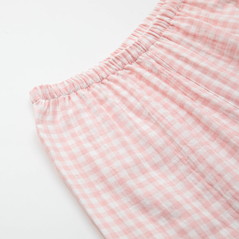 100% Cotton Double-Layer Loungewear: Pastel-Colored Cotton Pajama Set