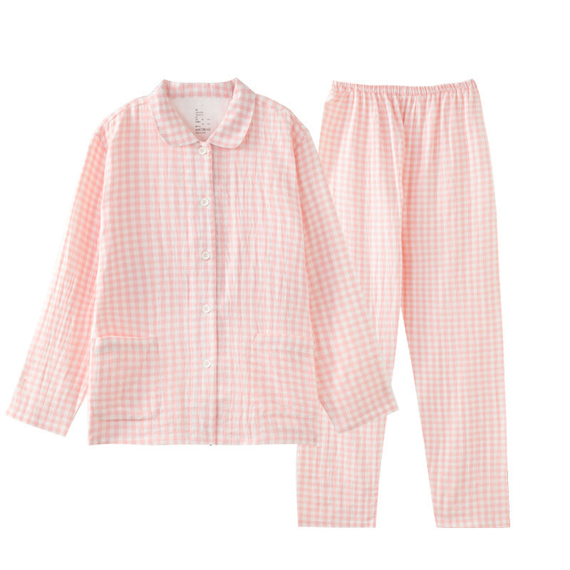 100% Cotton Double-Layer Loungewear: Pastel-Colored Cotton Pajama Set