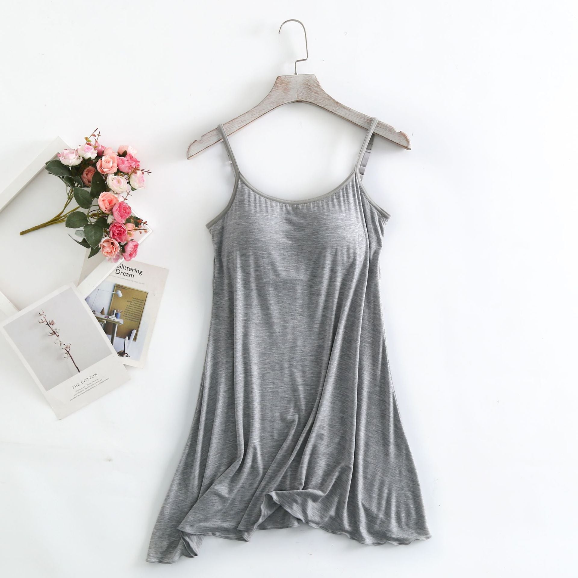 Long, Seamless, Modal-Lined, Padded-Cup, Sexy Plus-Size Women's Slip Dress