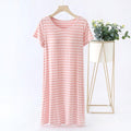 Women's Striped Midi-Length Nightgown with Padded Cups