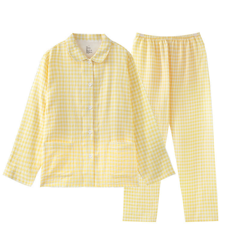100% Cotton Double-Layer Loungewear: Pastel-Colored Cotton Pajama Set