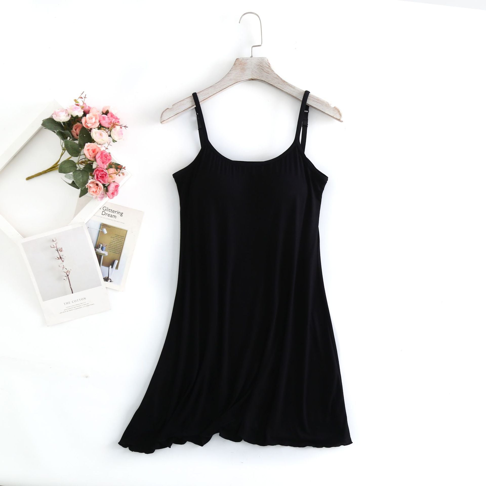 Long, Seamless, Modal-Lined, Padded-Cup, Sexy Plus-Size Women's Slip Dress