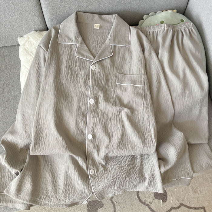 Autumn Cloud Cotton Pajamas Men's Thin Cardigan Long Sleeve