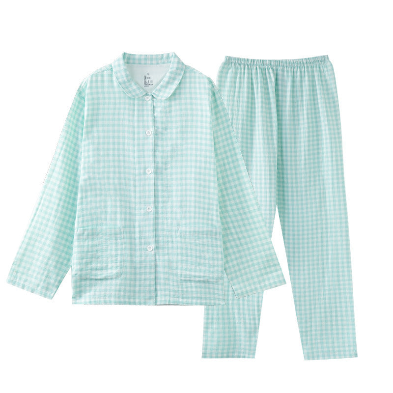 100% Cotton Double-Layer Loungewear: Pastel-Colored Cotton Pajama Set