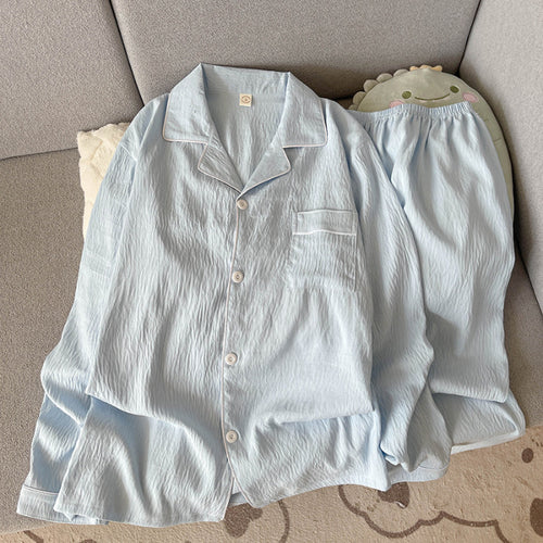 Autumn Cloud Cotton Pajamas Men's Thin Cardigan Long Sleeve
