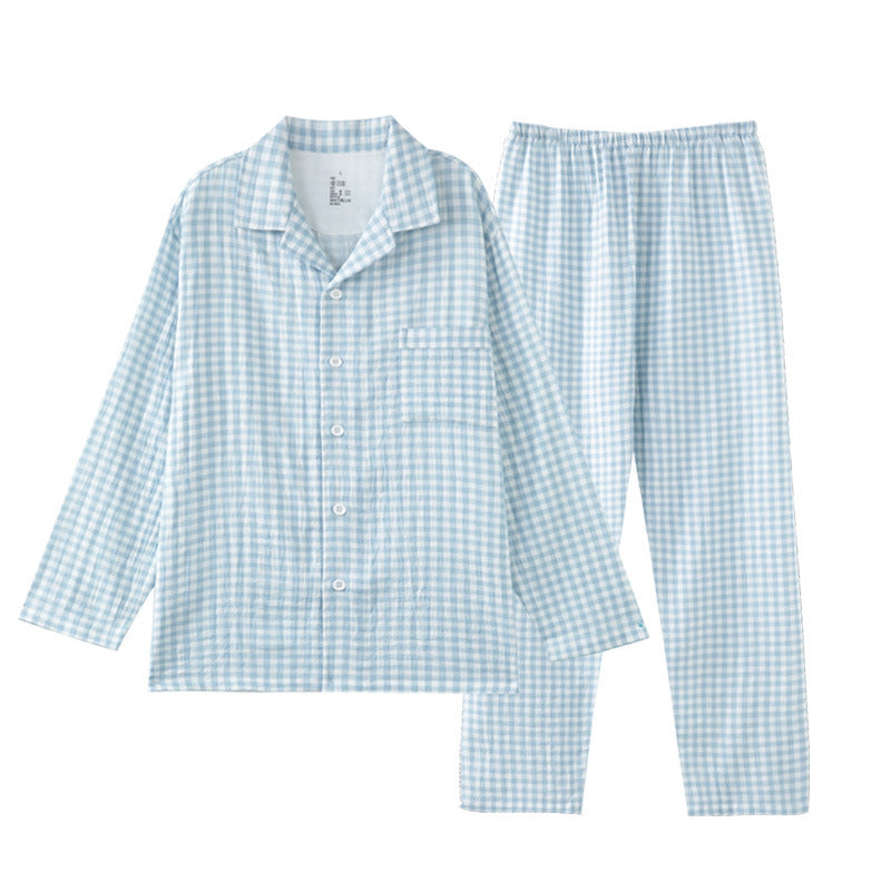 100% Cotton Double-Layer Loungewear: Pastel-Colored Cotton Pajama Set