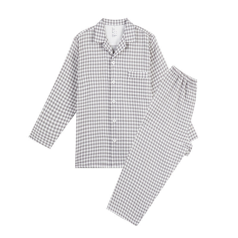 100% Cotton Double-Layer Loungewear: Pastel-Colored Cotton Pajama Set