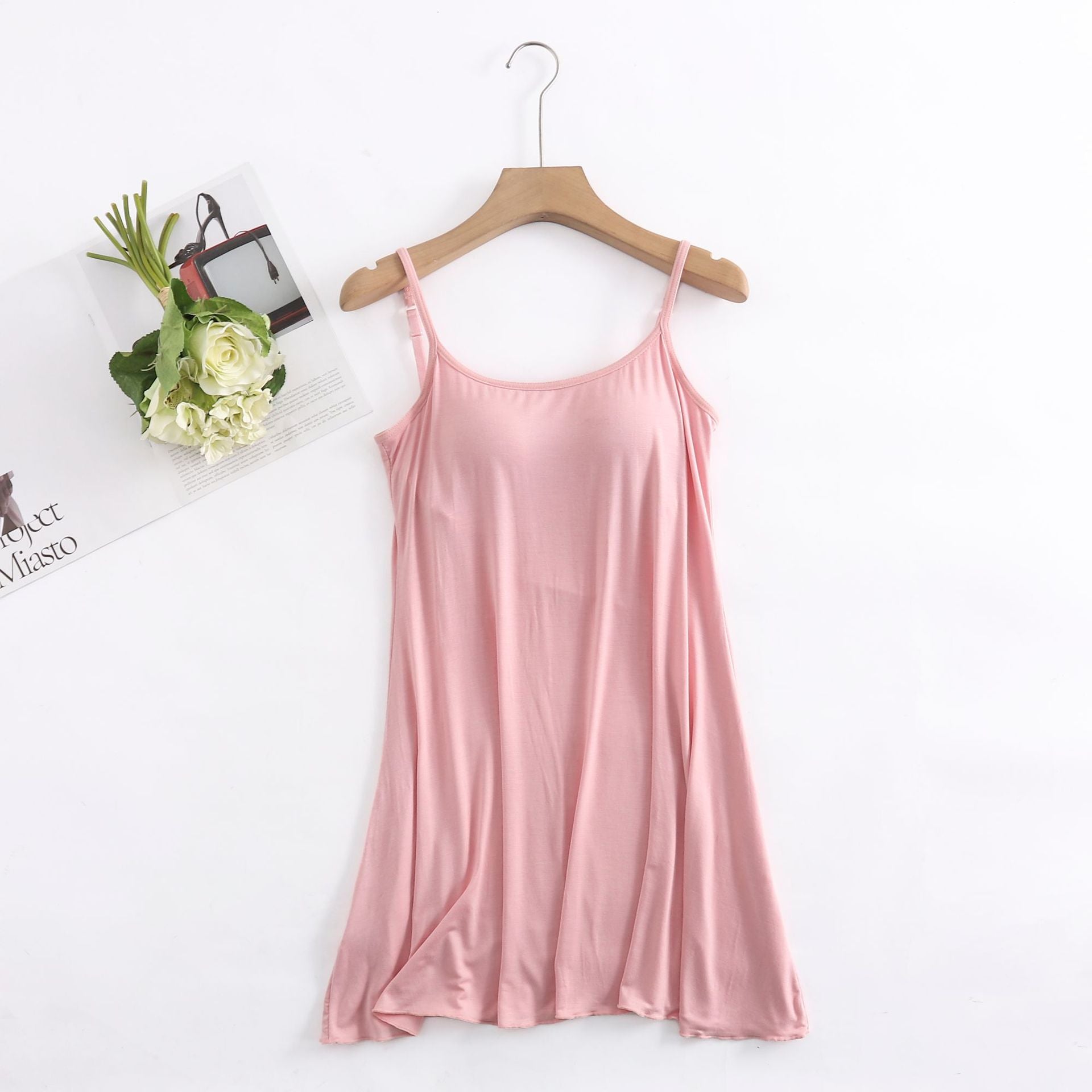 Long, Seamless, Modal-Lined, Padded-Cup, Sexy Plus-Size Women's Slip Dress