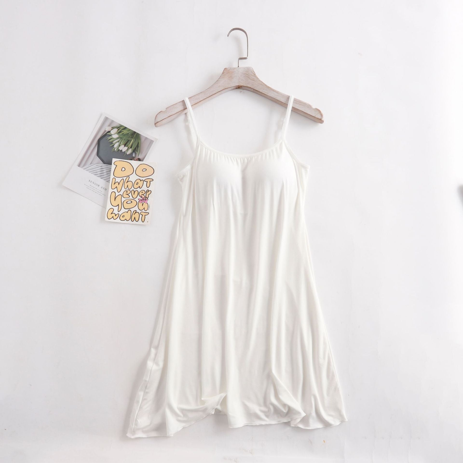 Long, Seamless, Modal-Lined, Padded-Cup, Sexy Plus-Size Women's Slip Dress
