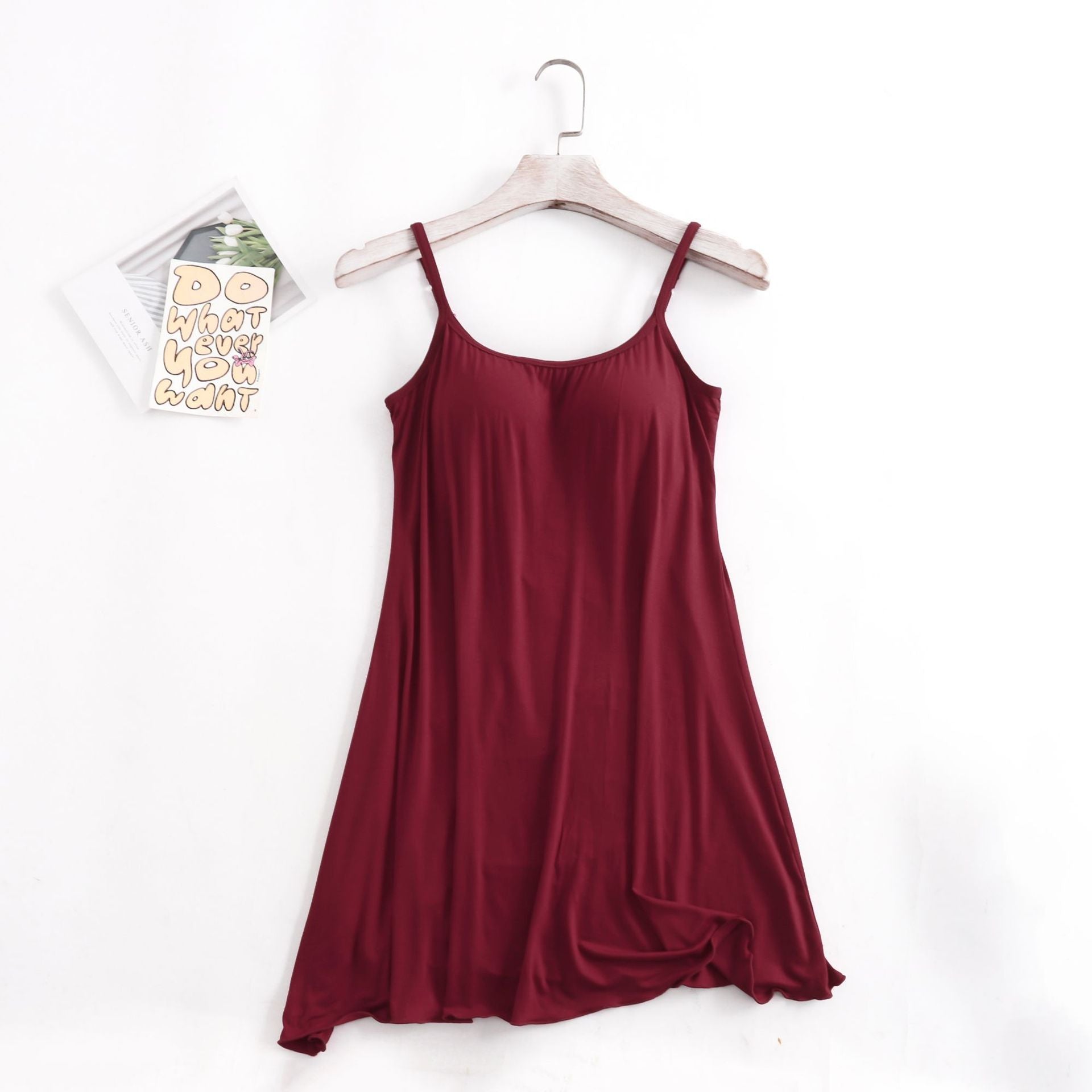 Long, Seamless, Modal-Lined, Padded-Cup, Sexy Plus-Size Women's Slip Dress