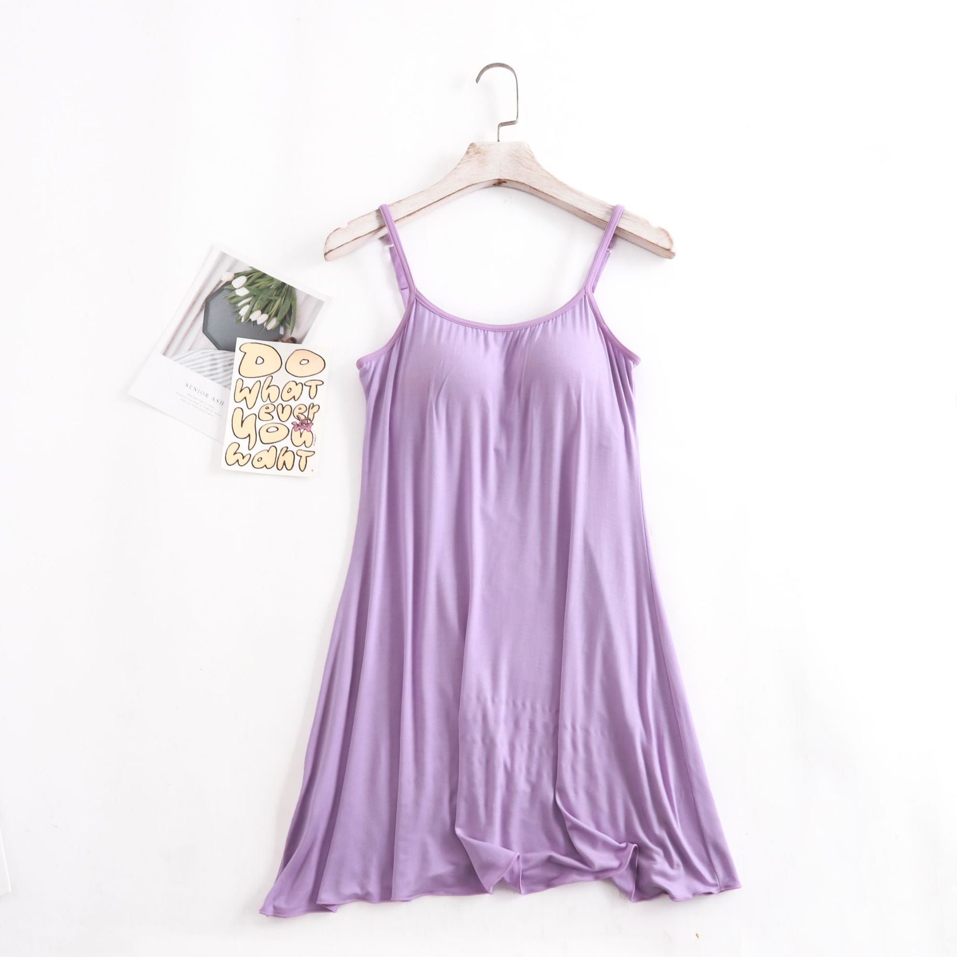 Long, Seamless, Modal-Lined, Padded-Cup, Sexy Plus-Size Women's Slip Dress